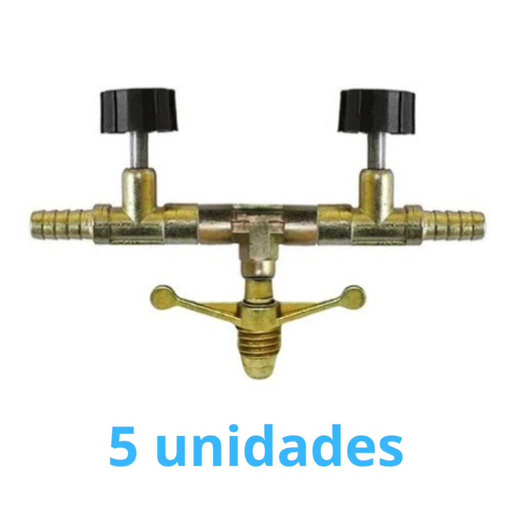 Kit Registro Gás Alta Pressão P13kg Saída Dupla S/ Mangueira 5 UNIDADES