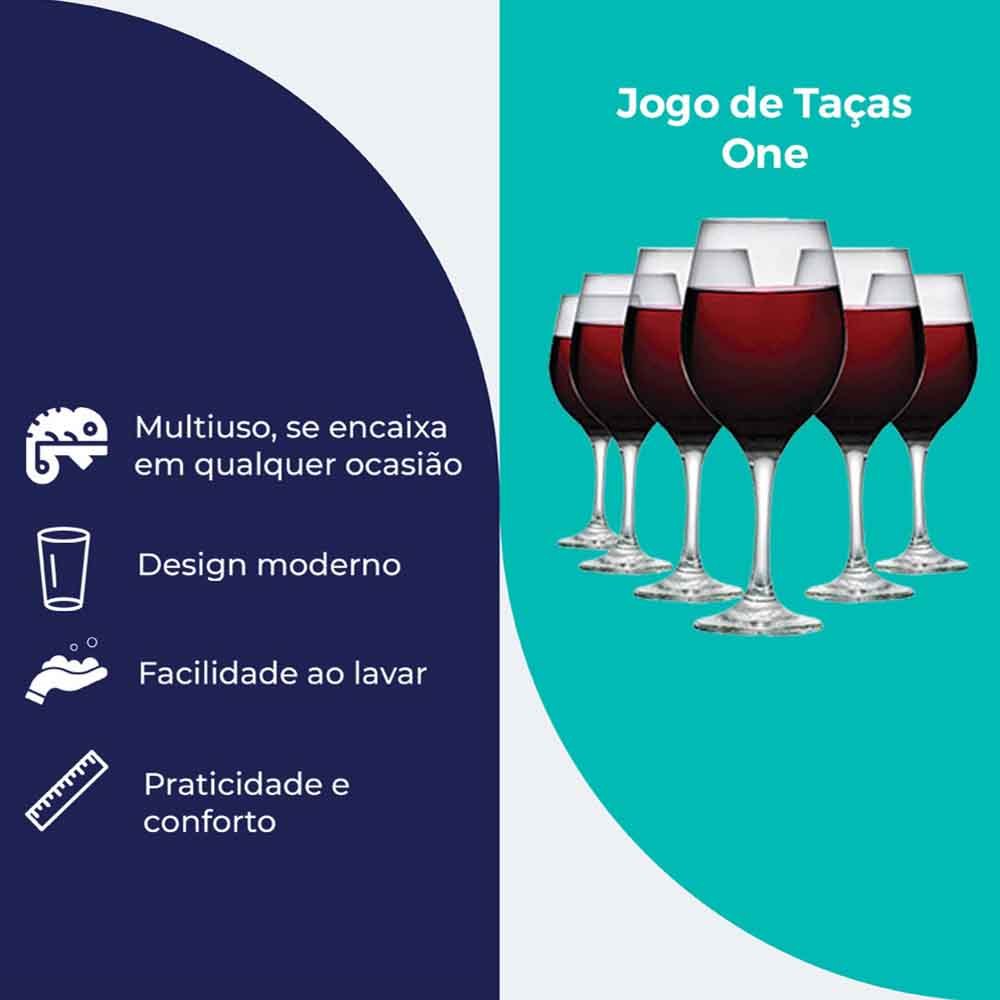 Detalhes do Jogo de Taça de Vidro One para Vinho 6pcs, 490ml - Ruvolo