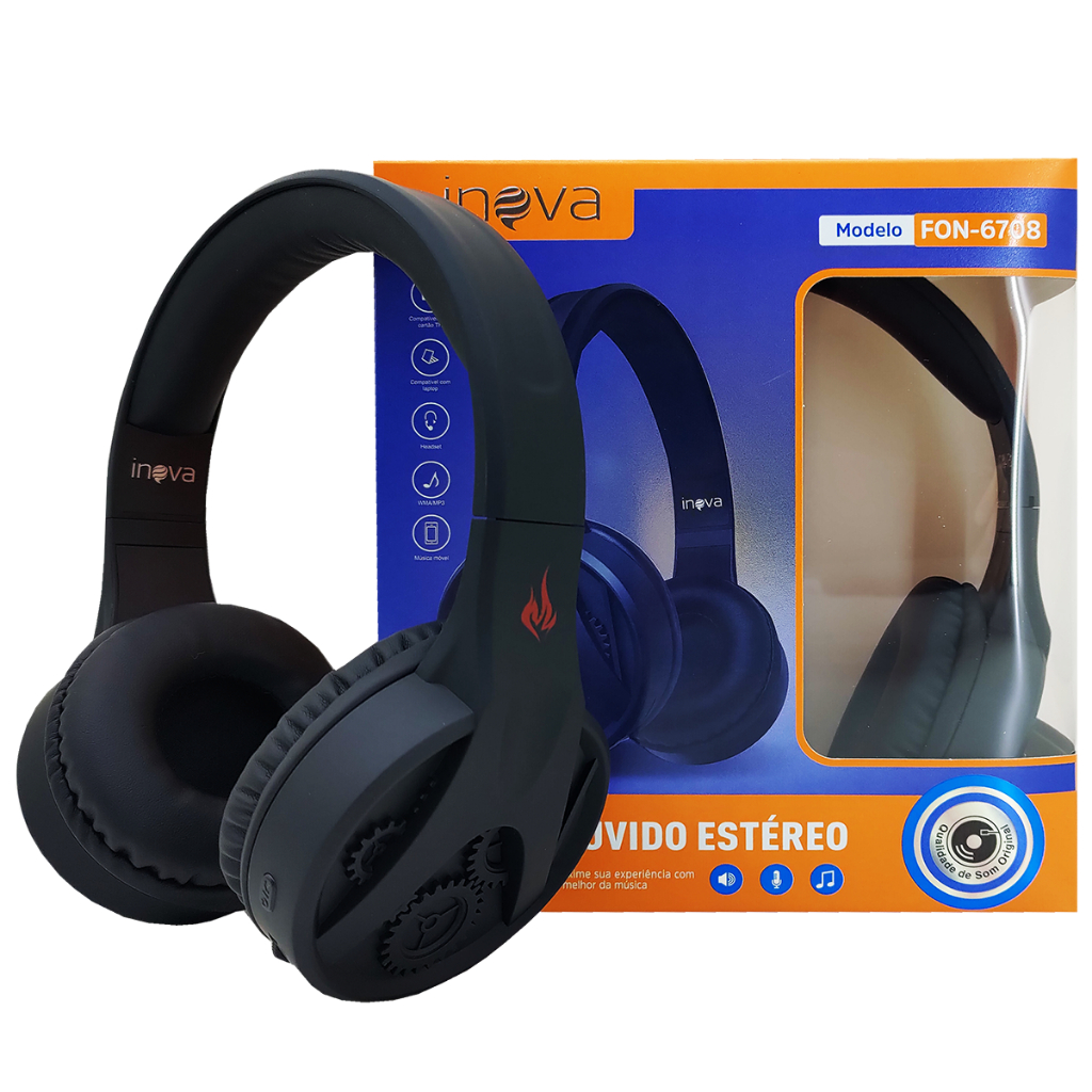 Fone De Ouvido Bluetooth Headset Sem Fio Com Microfone Original Inova - Audio