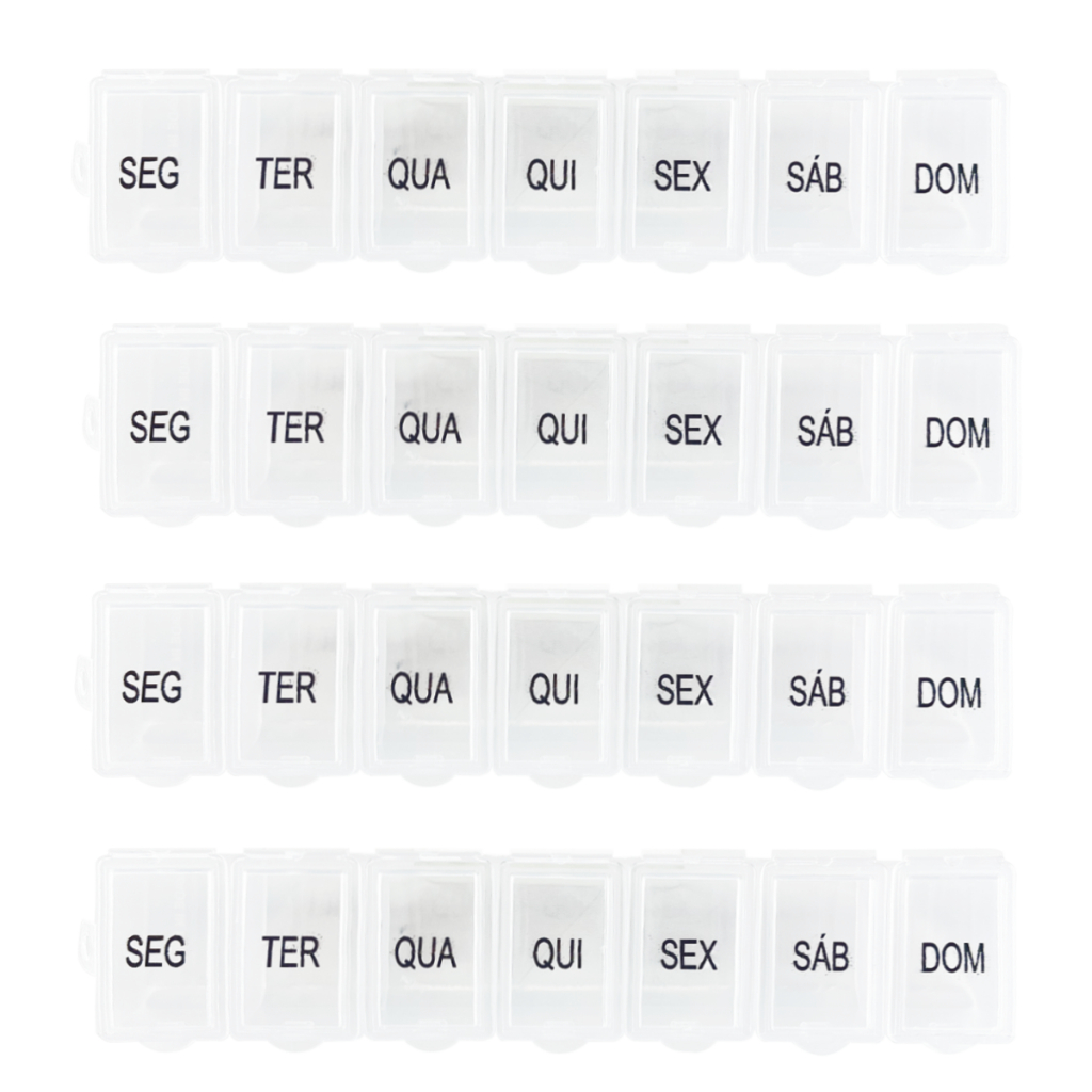 Kit 4x Porta Comprimido de Bolsa medicamentos Vitamina Remédios Semanal Caixa Organizador