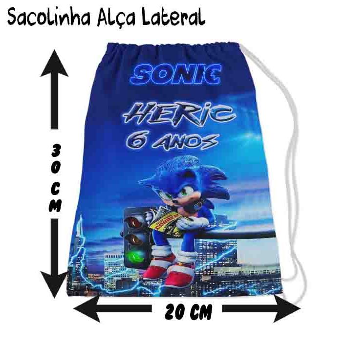 Kit Mochilinha Sacolinha Mochila Saco Sacochila Saquinho Lembrancinha Brinde Aniversario Personalizadas Sonic