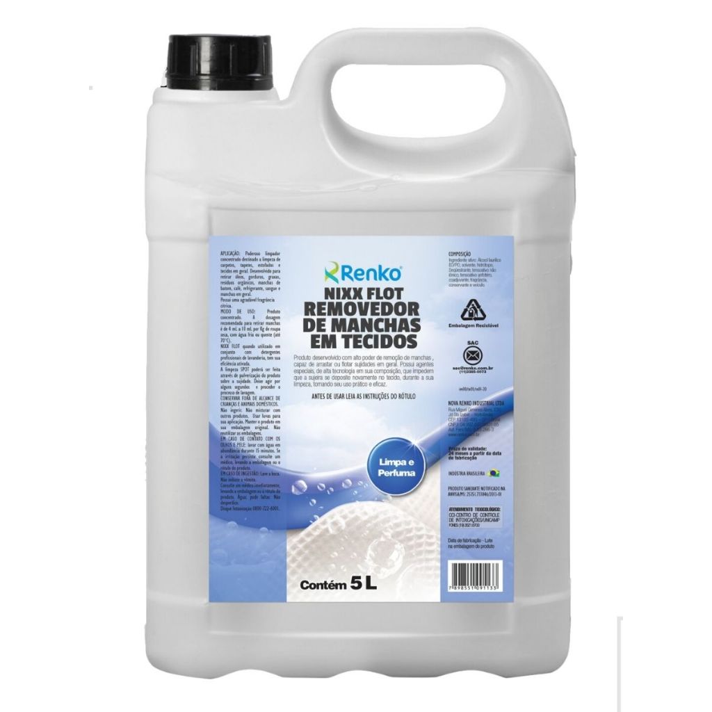 "NIXX FLOT 5L Renko - Removedor de Manchas para Tecidos, Uso Profissional e Doméstico, Alt...