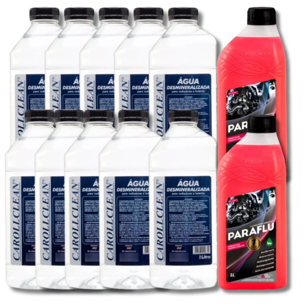 KIT 10 AGUAS DESMINERALIZADA E 2 PARAFLU CONCENTRADO ROSA .