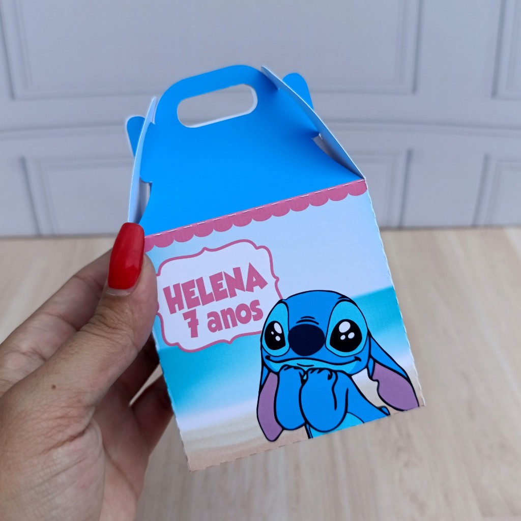 Lembrancinha Stitch  e Angel maletinha caixinha personalizada personalizados nome e idade PEGUE E MONTE