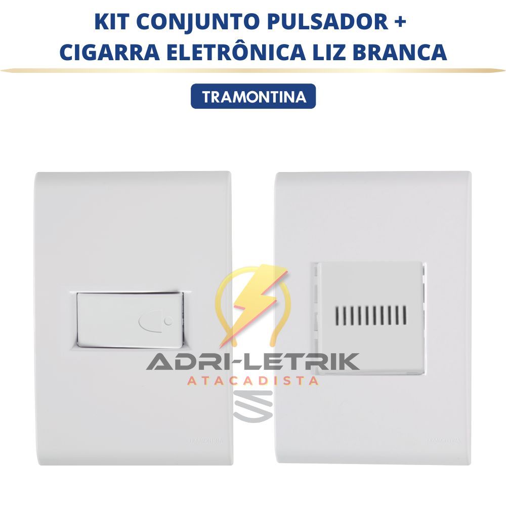 KIT CONJUNTO CAMPAINHA CIGARRA + CJ PULSADOR  LIZ BRANCO TRAMONTINA