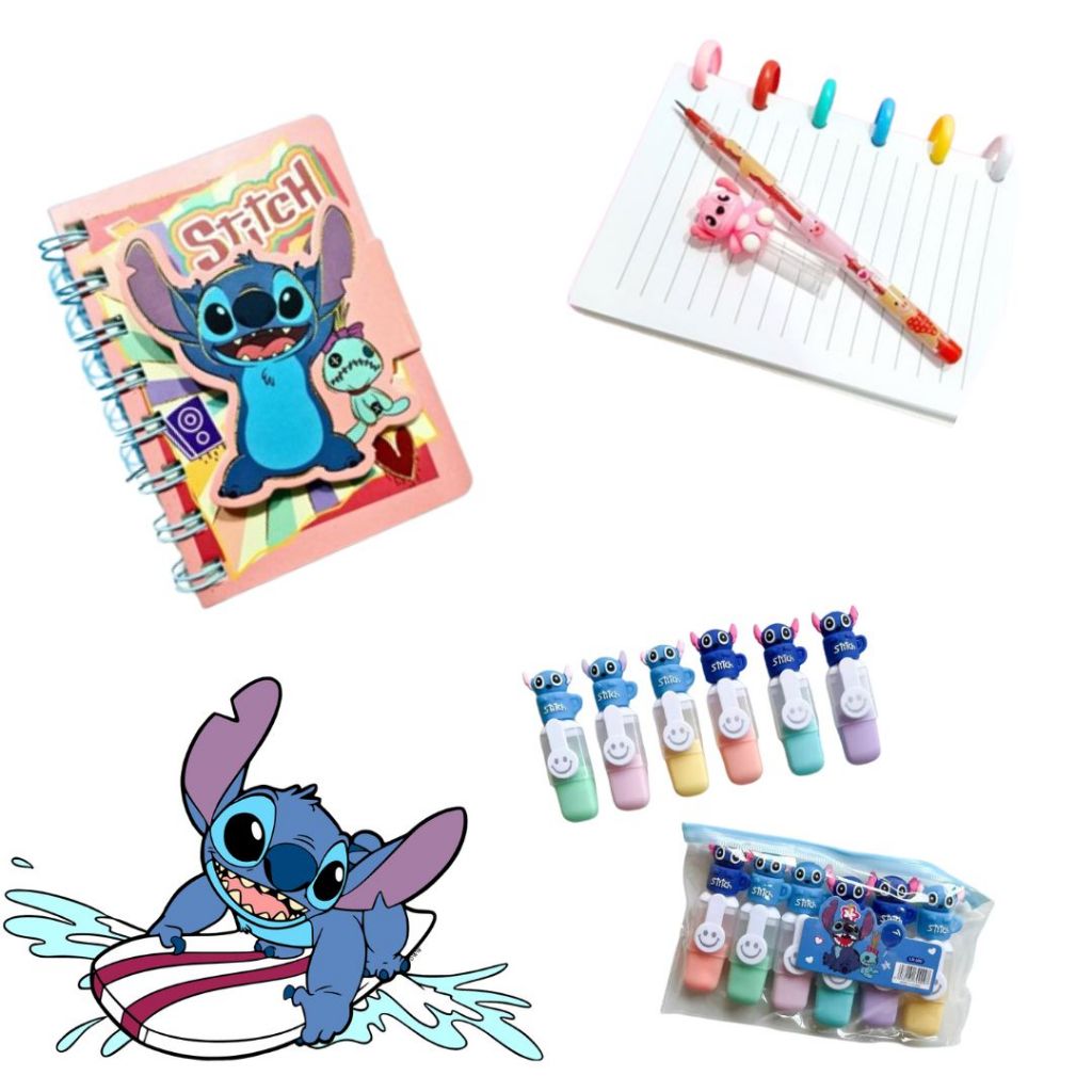 KIT STITCH (BLOQUINHO COM VELCRO  + LAPISEIRA TROCA PONTA + KIT MARCA-TEXTO)