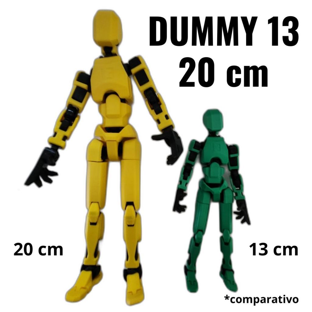 Boneco Dummy 13 GRANDE (20cm) Boneco Articulado Action Figure Educativo Várias Posições Impressão 3D