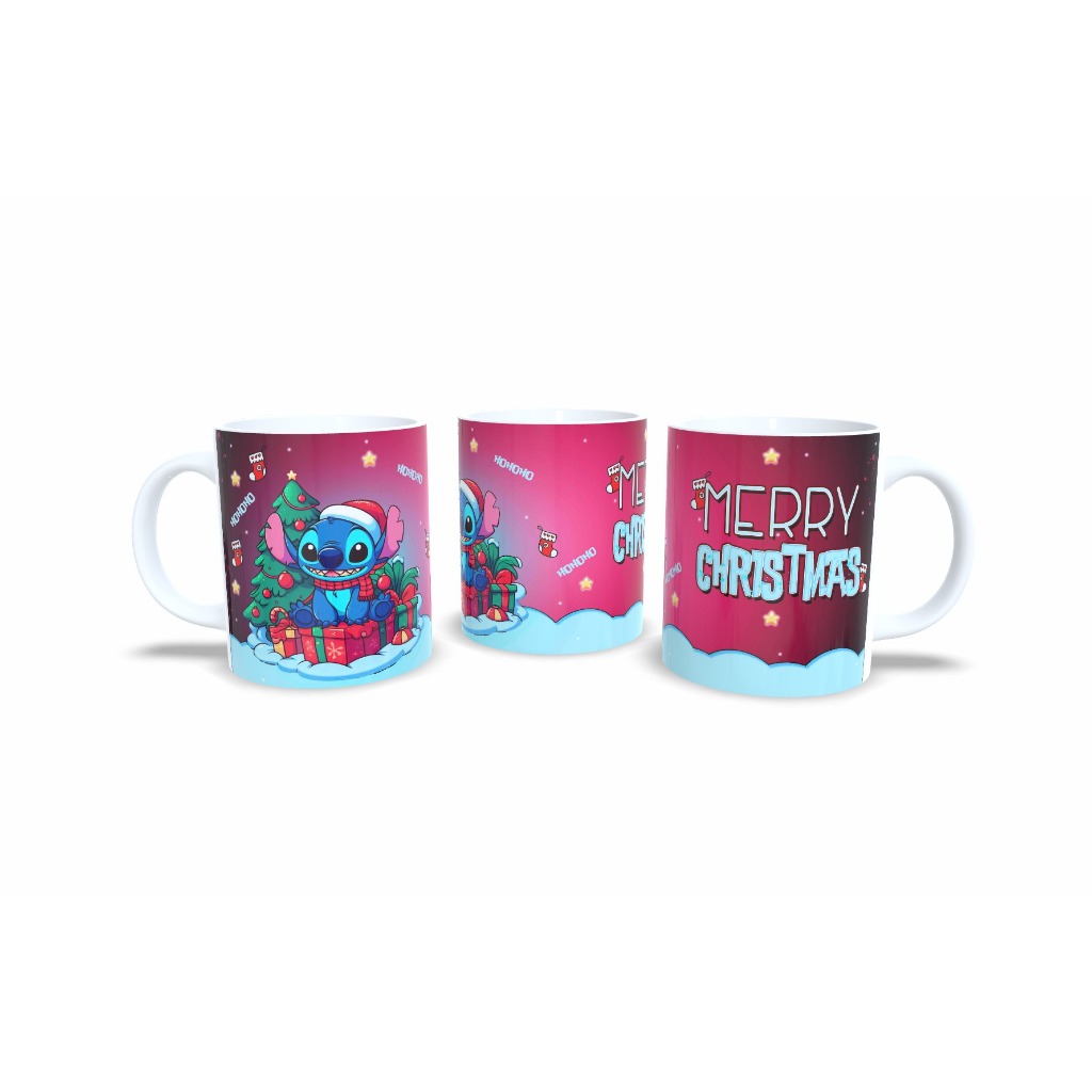 Caneca Personalizada Com Nome Lilo Stitch Merry Christmas Presente Aniversario Festa Full HD 2028