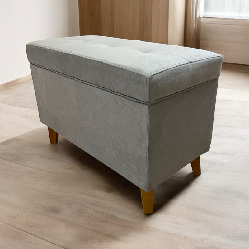 Baú Recamier organizador, Pé Trapezio em Madeira, 70CM ou 100cm