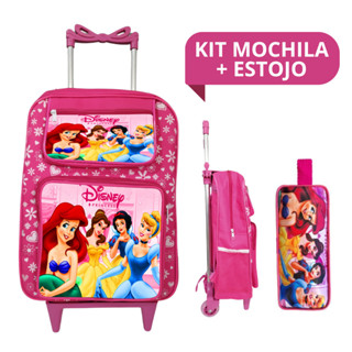 Kit Escolar Mochila Rodinha e Estojo Infantil Feminino Menina Personagem Princesas em Oferta na Shopee