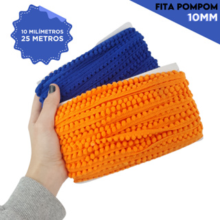 Fita Pompom 10mm Rolo Com 25 Metros - Diversas Cores - Mazzal em Oferta na Shopee