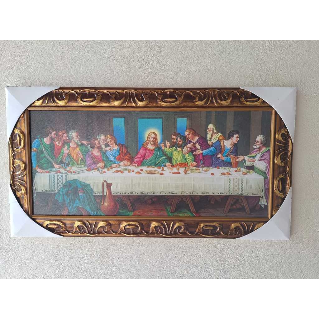 QUADRO SANTA CEIA 35X65 MOLDURA LUXO RESINADO em Oferta na Shopee