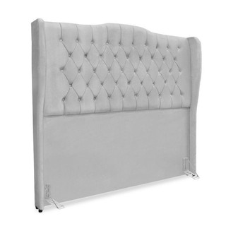 Cabeceira de Cama Box Casal 140 cm Dubai Premium - Veludo Cinza em Oferta na Shopee