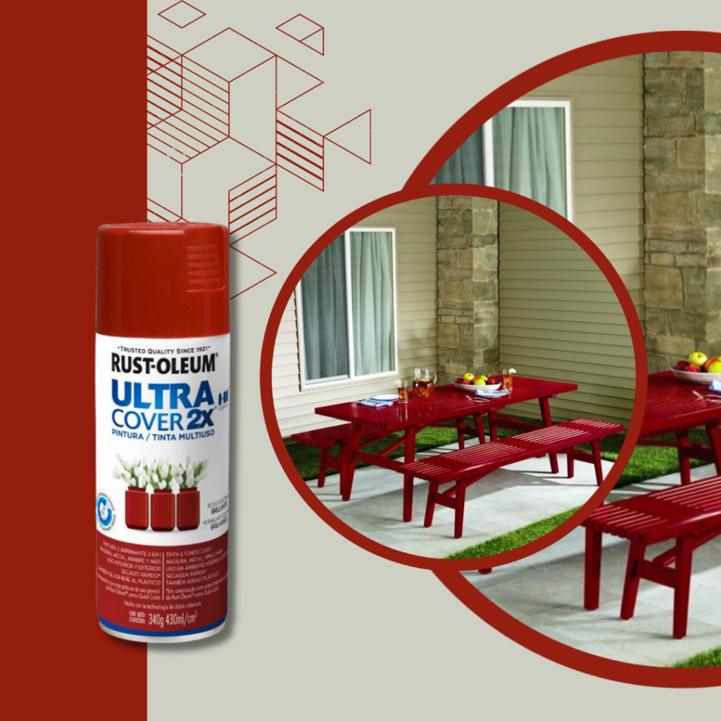 Detalhes do Spray Ultra Cover Vermelho Colonial Brilhante Rust Oleum