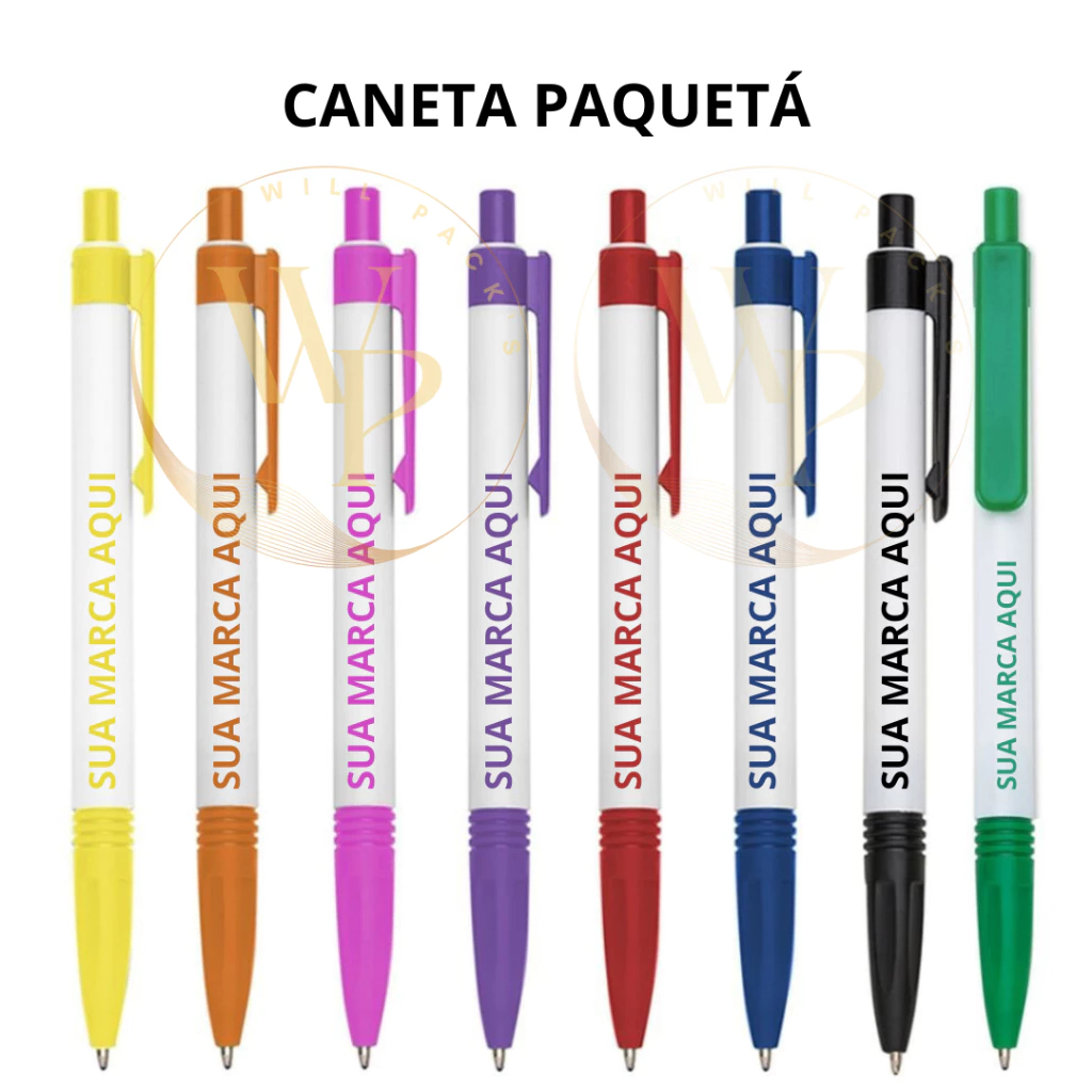 150 Unidades Canetas Personalizada Paquetá Diversas Cores Lembrancinha, Presente