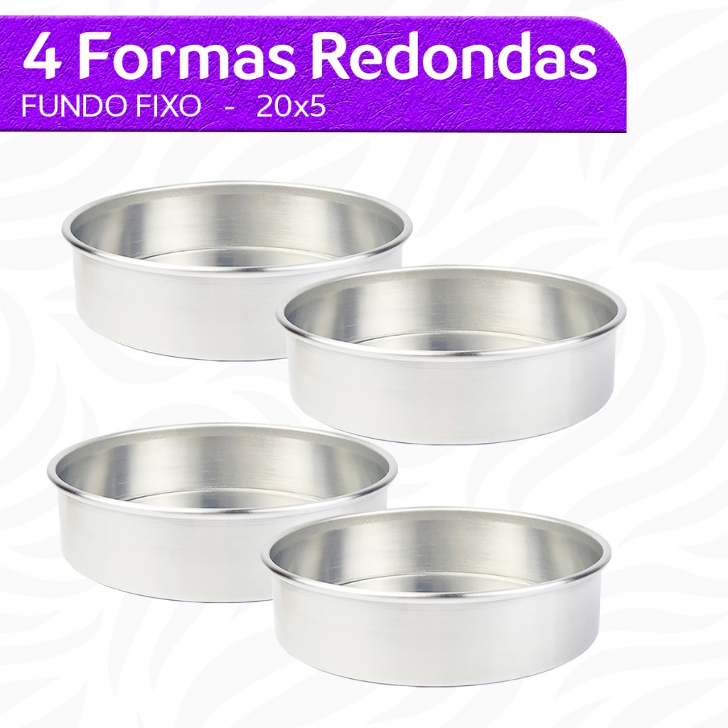 Kit Forma Assadeira Redonda Para Torta 20x5 Fundo Fixo Alumínio em Oferta na Shopee