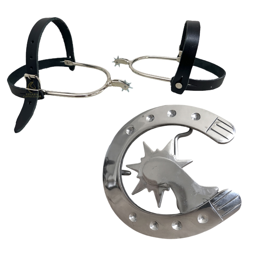 Par De Espora 7 Pontas Com Correias E Fivela Country Para Cintos Oferta
