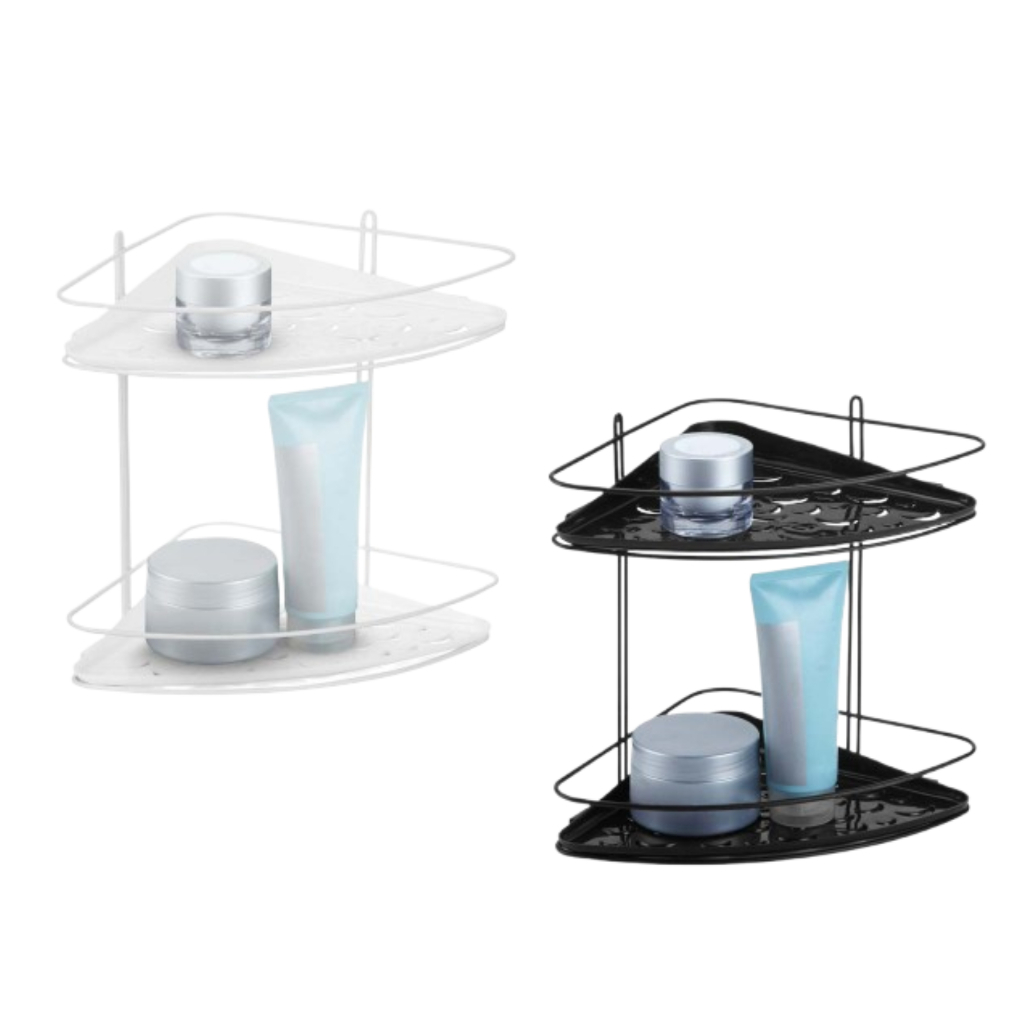 Cantoneira Organizadora Dupla Porta Shampoo Preto ou Branco Fundo Plástico - Arthi 1509