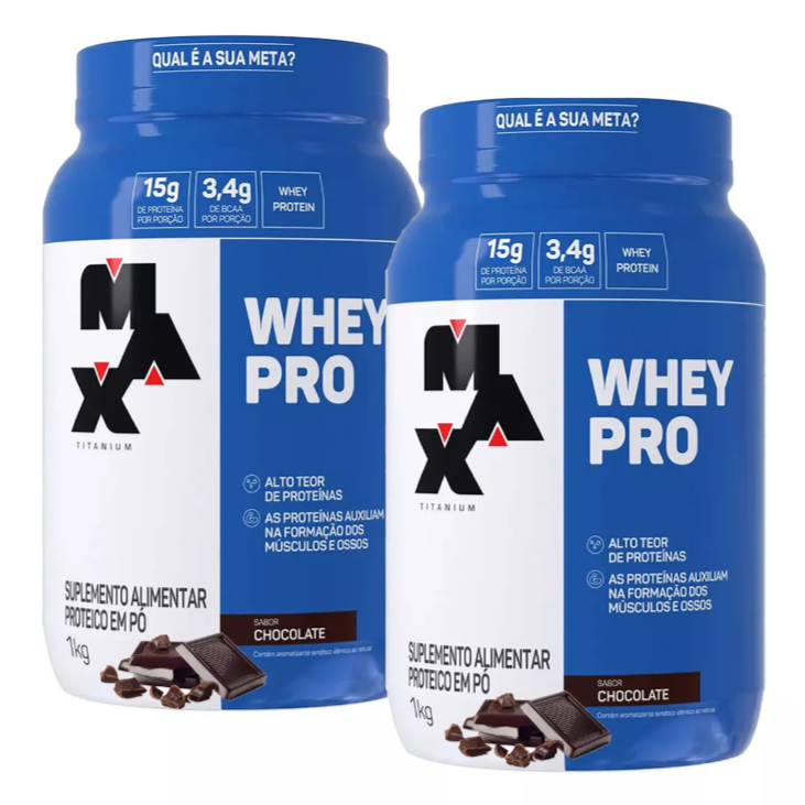 2x Whey Pro Protein Concentrado 1Kg - Max Titanium - Ganho de Massa Muscular em Oferta na Shopee