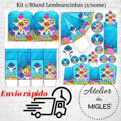 Kit c/80und lembrancinhas TEMA BABY SHARK (sem nome) - Envio rápido!!!