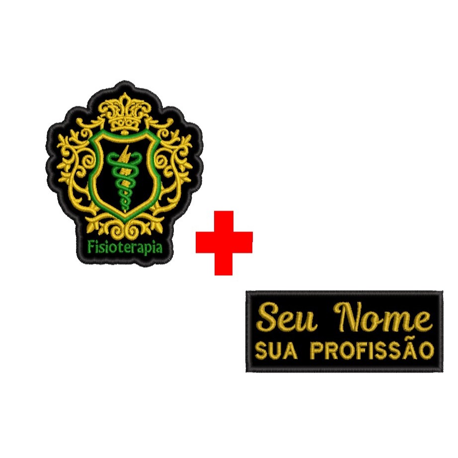 Patch Bordado Termocolante Fisioterapia + Seu nome Personalizado Mod004