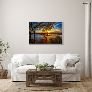 Quadro Decorativo Por do Sol Iluminado com Moldura Sala Quarto Escritorio em Oferta na Shopee