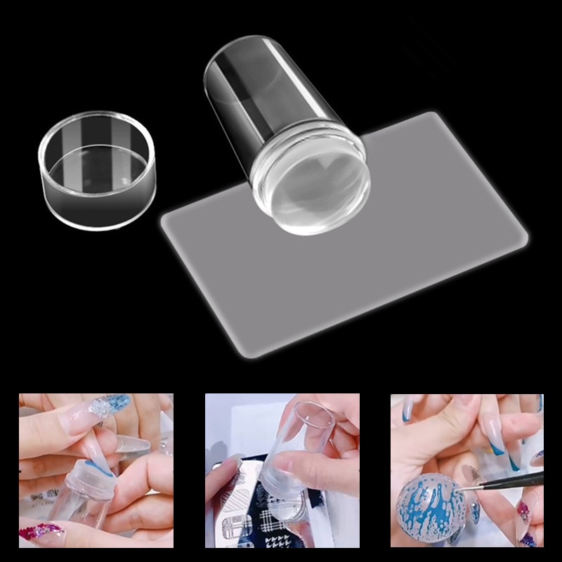 Kit 1/4 Pçs Carimbo De Unha Silicone Transparente Nailart Para Francesinha