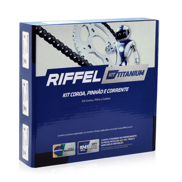 Kit Relação Transmissão Riffel Titanium 34x14 Aço 1045 Honda POP 110 POP 110i Sem Retentor