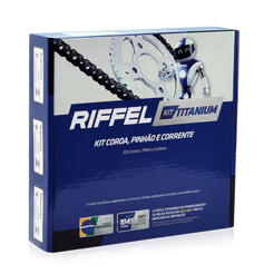 Kit Relação Transmissão Riffel Titanium 34x14 Aço 1045 Honda POP 110 POP 110i Sem Retentor
