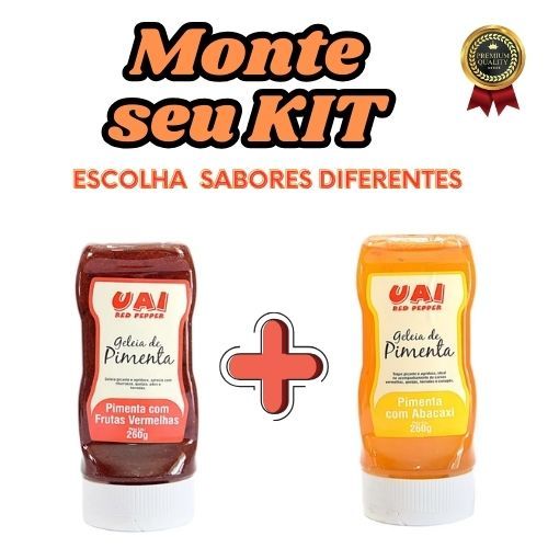 Kit c 2 Geleia Molho de Pimenta Agridoce 260g - Red Pepper Uai, defumada, alho, cebola, abacaxi...