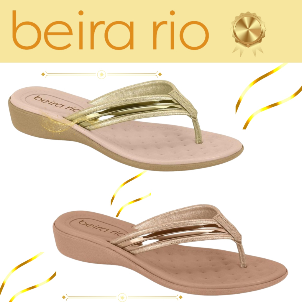 Tamanco Feminino Flat Beira Rio Metalizado Ultraconforto em Oferta na Shopee