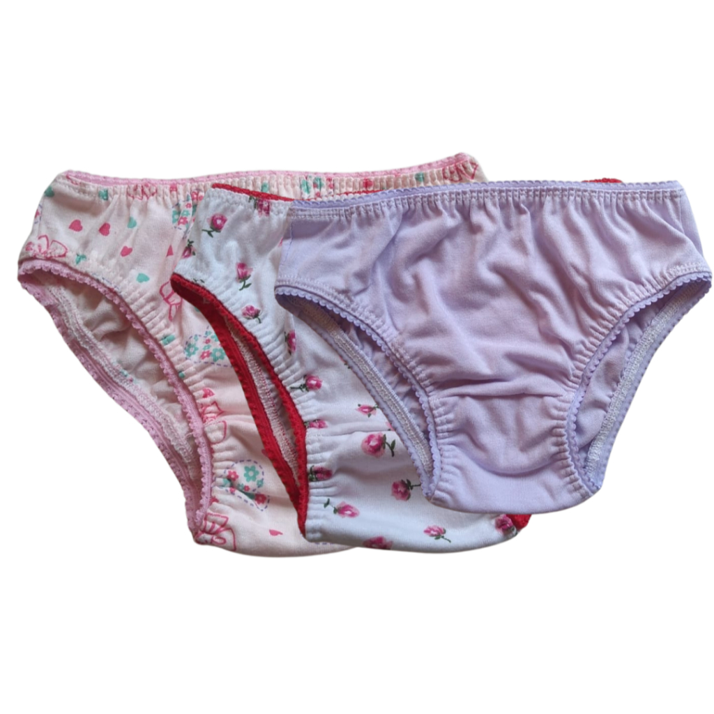 calcinha infantil  Kit com 10 Calcinhas infantil 100% algodão Lisas e estampadas  - cores sortidas