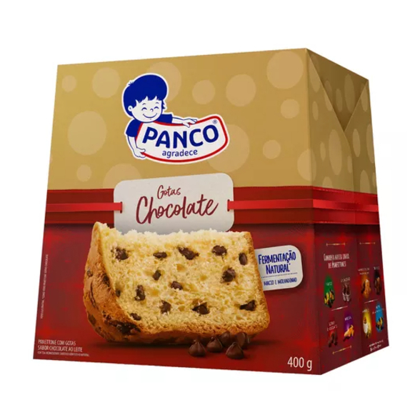Panettone Com Gotas De Chocolate Ao Leite Panco Caixa 400g