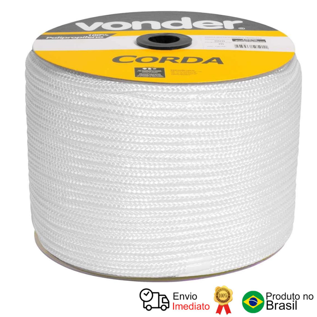 Corda Multifil Trançada 8mm x 258m Branca Carretel Vonder em Oferta na Shopee
