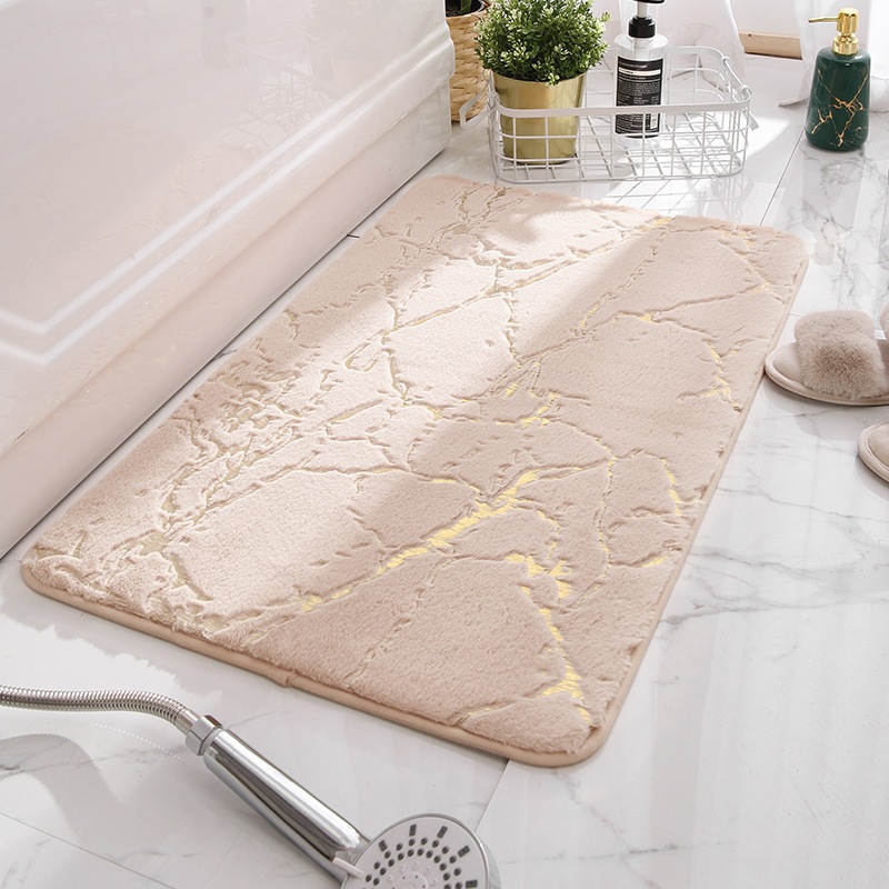 Tapete Decorativo Pelúcia de Porta Banheiro Cozinha Sala Pelo Marmorizado Antiderrapante