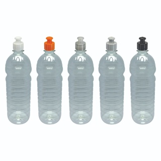 5 Frascos Plástico Cristal Pet 900ml C/ Tampa Pushpull Sho em Oferta na Shopee