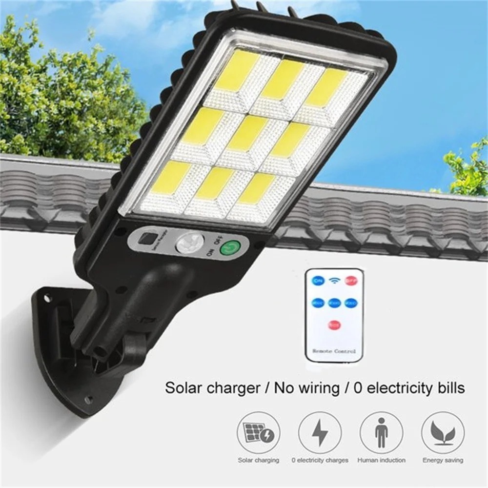 Sensor Street Lamp Luz Led Solar Com Sensor De Movimento Com  3 Modos de Luz. Com Controle Remoto.