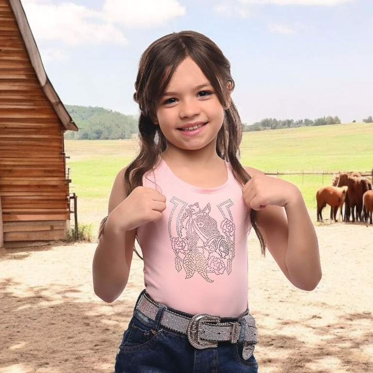 Body Infantil Regata Colorido Juvenil Suplex Country Cavalo Floral Ferraduras Rodeio