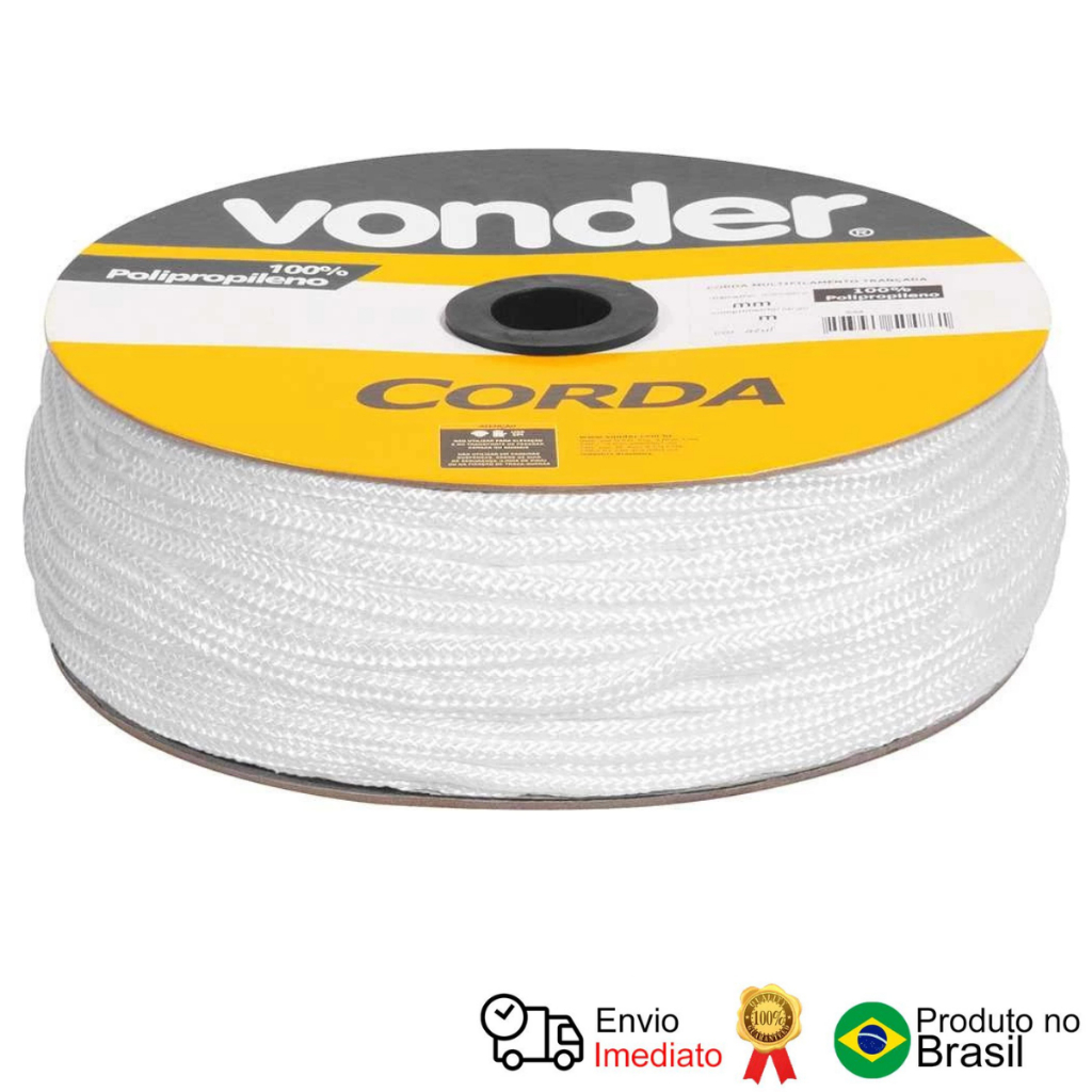 Corda Multifil Trançada 4mm x 360m Branca Carretel Vonder