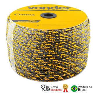 Corda Multifil Trançada 10mm x 190m Preta Amarela Vonder em Oferta na Shopee