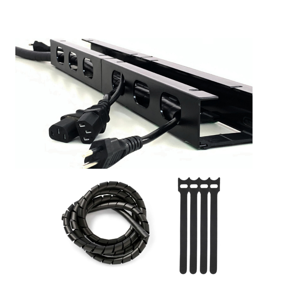 Abc Fixadores Kit organizador de fios e cabos Calha + Espiral  + Presilhas abraçadeiras