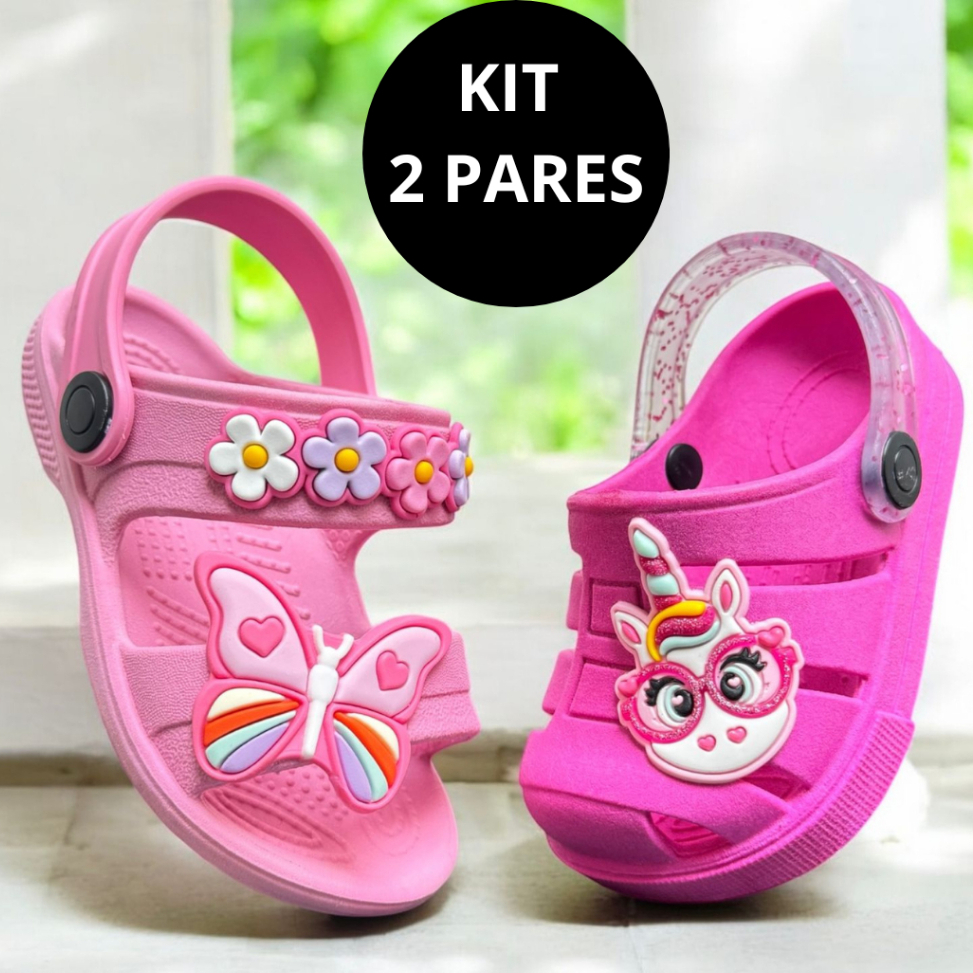 Kit Infantil 2 Pares Infantil Menina Papete Feminina Leve Confortável Maria Fiore