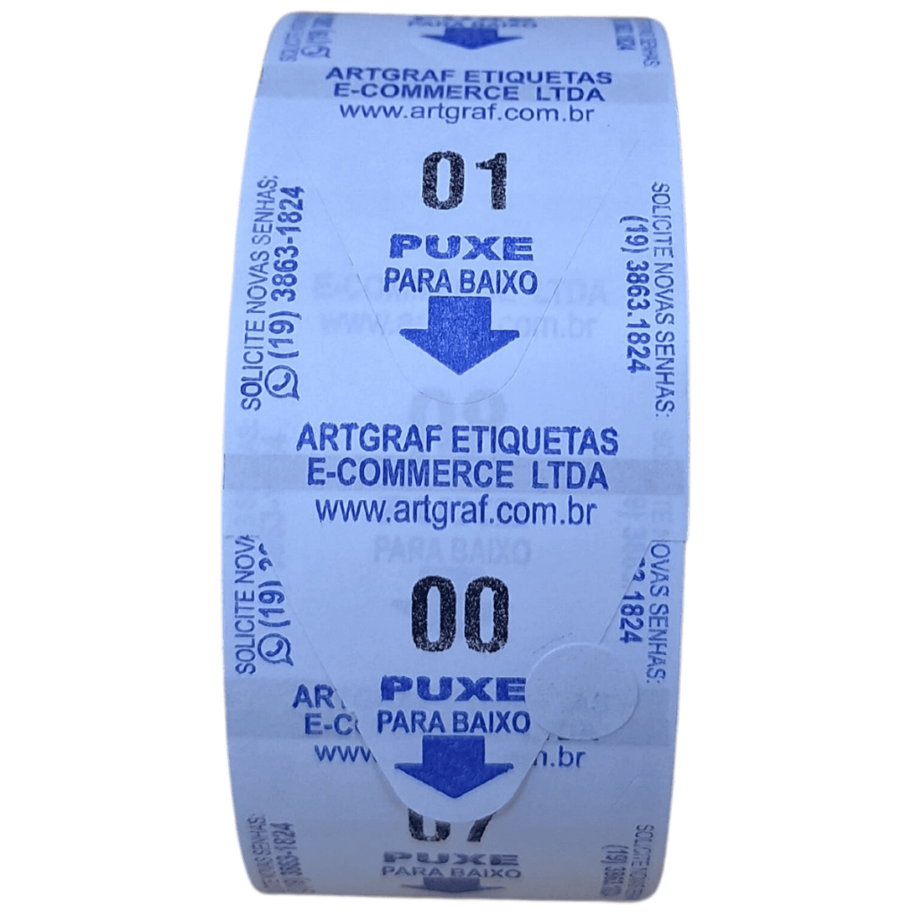 Bobina Senha Rolo C/2000 Azul 2 Dígitos Numeradas 00-99 P/Dispenser Senha