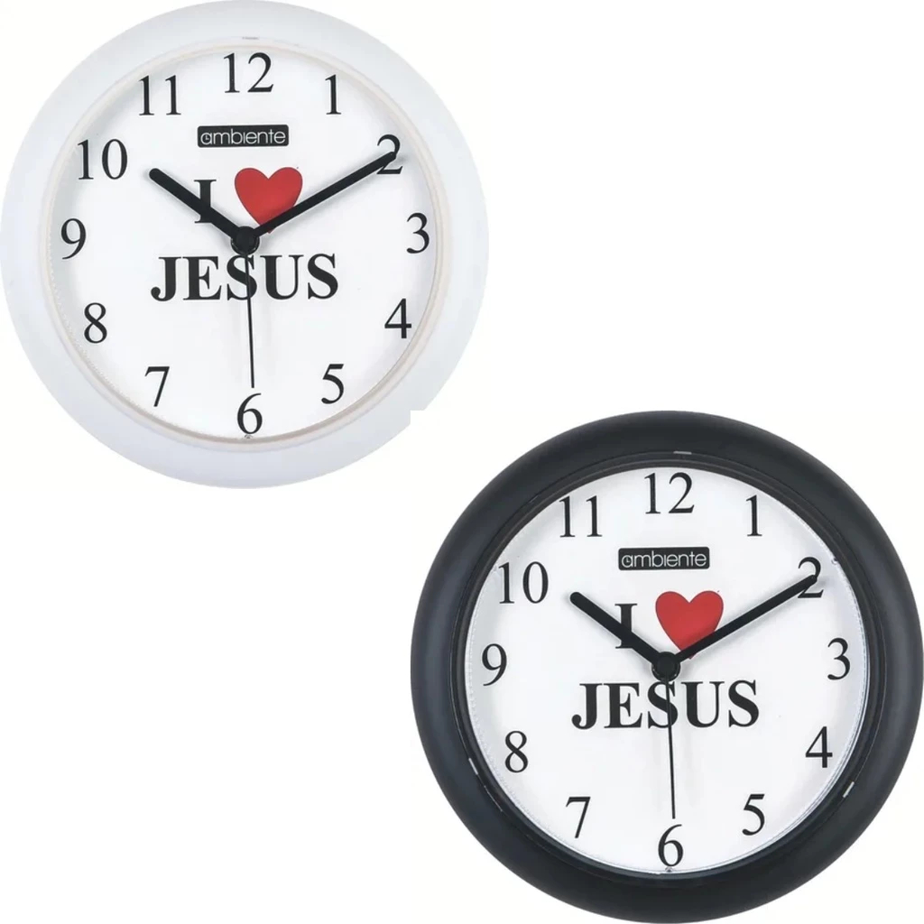 Relógio De Parede Ambiente I LOVE JESUS Redondo Relógio De Parede Preto relógio de parede Branco Para sala cozinha