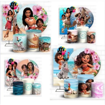 Painel Casado + Capas cilindros Tecido Sublimado MOANA