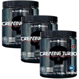 Kit 3x Creatina Monohidratada Creatine Turbo 300g Blackskull em Oferta na Shopee