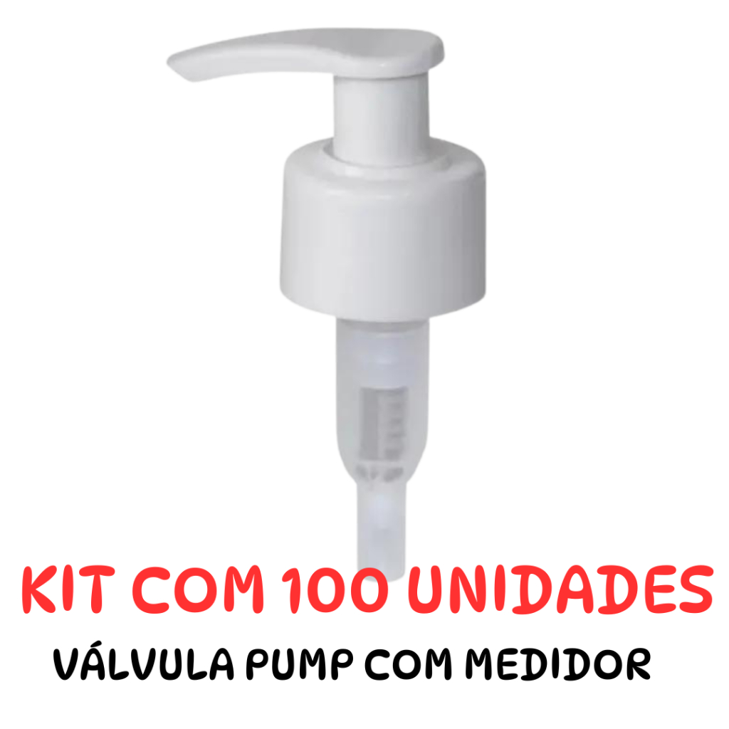 Kit com 100 unidades de Válvula Pump BRANCA Dosador 24/410 para Frascos 500/1000ml Shampoo Condicionador Sabonete liquid