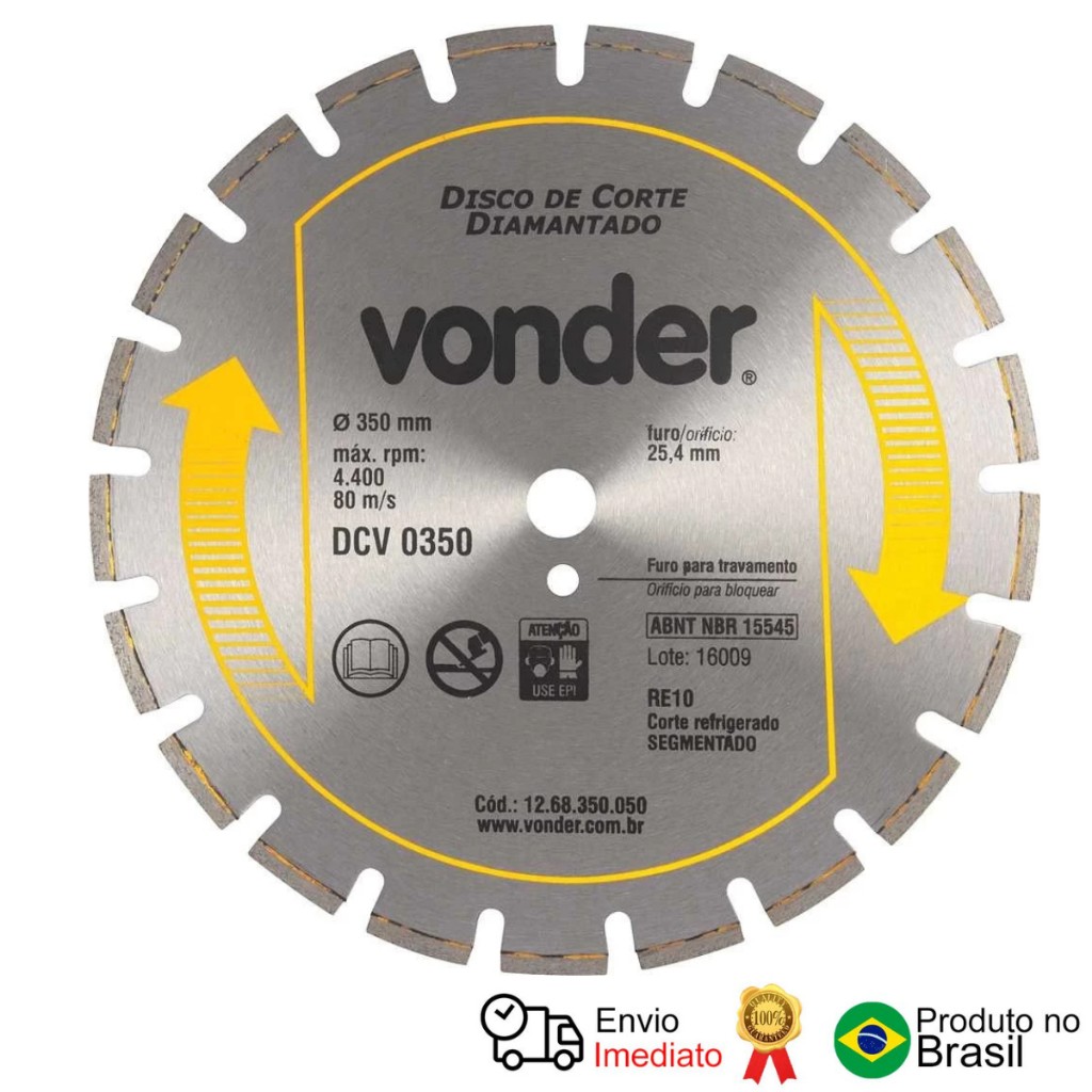 Disco Diamantado Para Asfalto Concreto Dcv 0350 Vonder