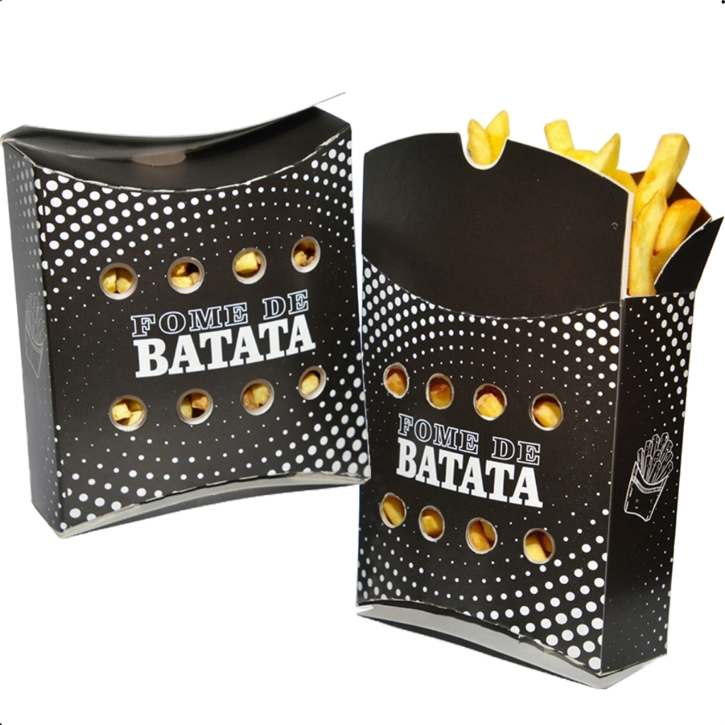 100 Caixa Embalagem Batata Frita Delivery Porção Salgados M Média Preto Viagem Perpacks Embalagens em Oferta na Shopee