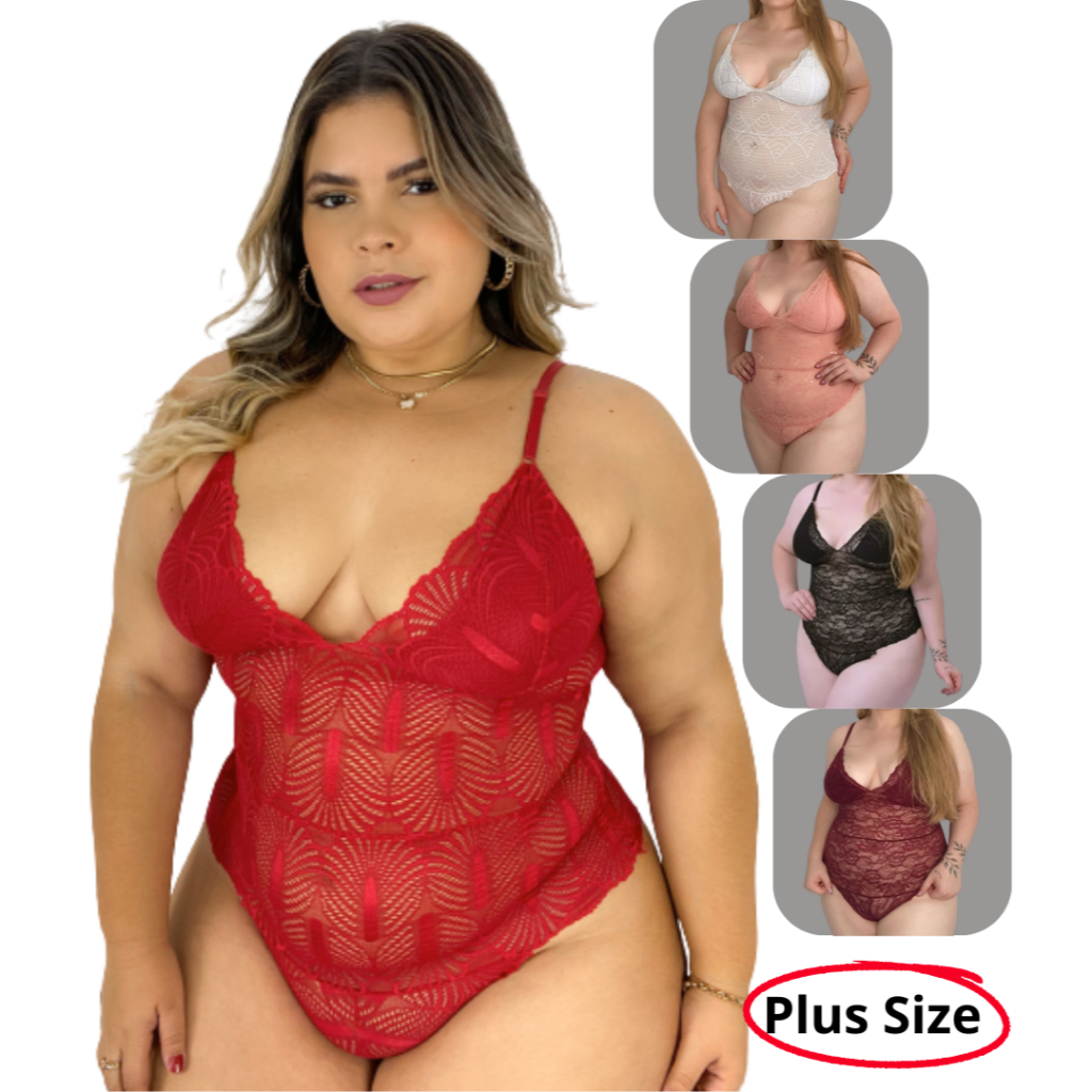 Body Plus Size De Renda XGG Com Forro Confortável Sem Bojo Bore Rendado Lindo Look Extra Grande em Renda em Oferta na Shopee